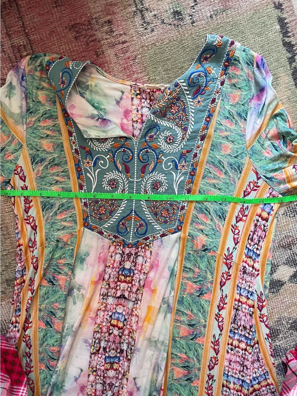 Soft Surroundings Large embroidered Boho tunic top floral 3/4 sleeves - Picture 5 of 5